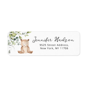 Étiquette d'adresse de retour de Baby Shower Eucal