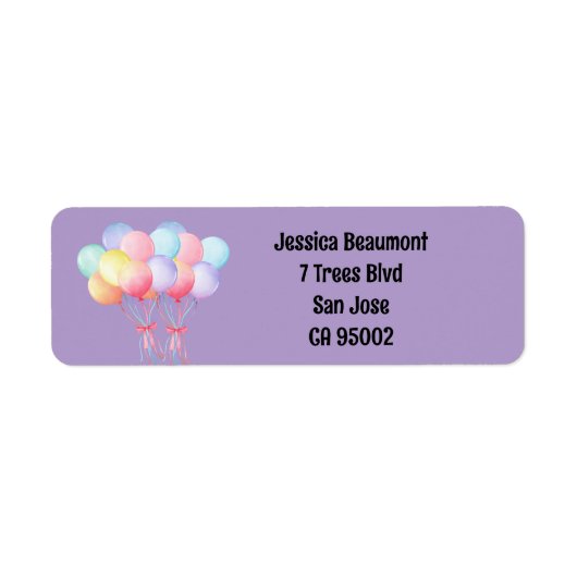 Étiquette d'adresse de retour de ballons mignons (Devant)