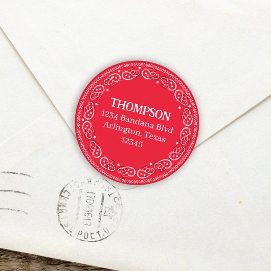 Étiquette d'adresse de retour de bandana rouge min