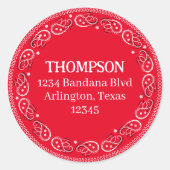 Étiquette d'adresse de retour de bandana rouge min (Devant)