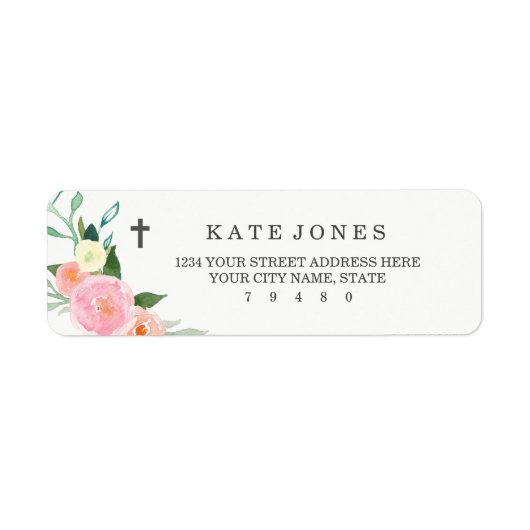 Étiquette d'adresse de retour de baptême floral do (Devant)