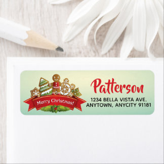 Étiquette d'adresse de retour de biscuits de Noël