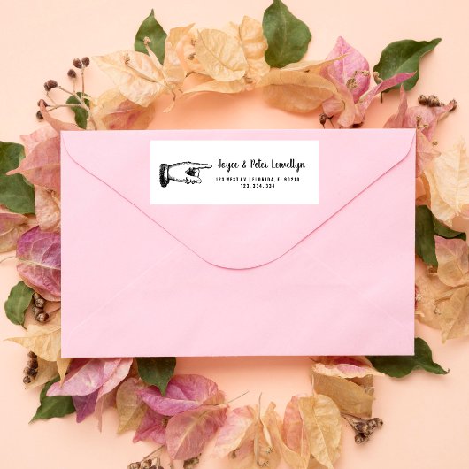 étiquette d'adresse de retour de calligraphie doig