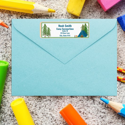Étiquette d'adresse de retour de camping Bear Camp