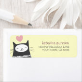 Étiquette d'adresse de retour de chat Happy Kawaii (En situation)