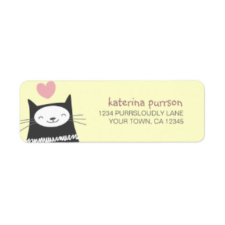 Étiquette d'adresse de retour de chat Happy Kawaii