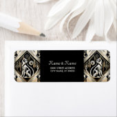 Étiquette d'adresse de retour de chat noir abstrai (En situation)