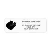 Étiquette d'adresse de retour de chat noir dormant (Devant)