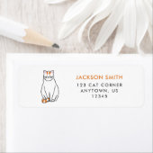 Étiquette d'adresse de retour de chat orange et bl (En situation)