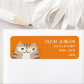 Étiquette d'adresse de retour de chat tigré nom mi (En situation)