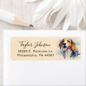 Étiquette d'adresse de retour de chien Beagle (En situation)
