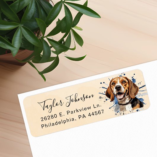Étiquette d'adresse de retour de chien Beagle