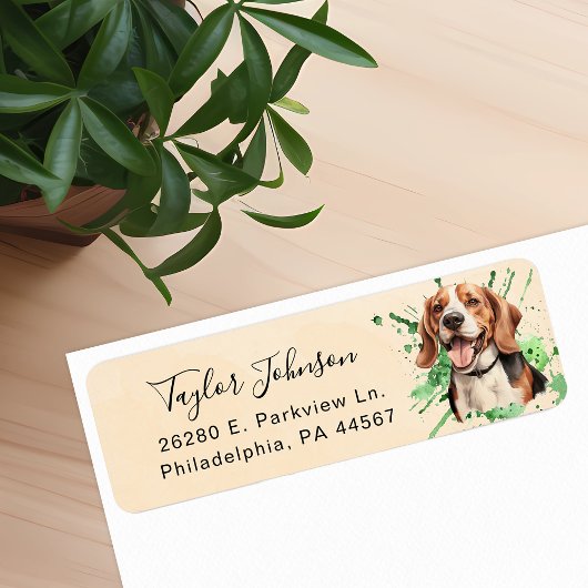 Étiquette d'adresse de retour de chien Beagle