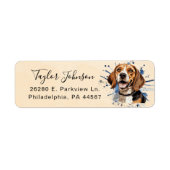 Étiquette d'adresse de retour de chien Beagle (Devant)