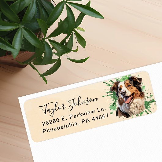 Étiquette d'adresse de retour de chien berger aust