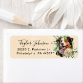 Étiquette d'adresse de retour de chien berger aust (En situation)