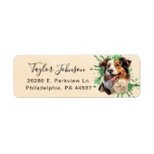 Étiquette d'adresse de retour de chien berger aust (Devant)