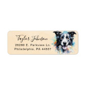 Étiquette d'adresse de retour de chien Border Coll (Devant)
