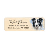 Étiquette d'adresse de retour de chien Border Coll (Devant)
