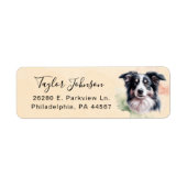 Étiquette d'adresse de retour de chien Border Coll (Devant)
