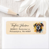 Étiquette d'adresse de retour de chien Boxer (En situation)