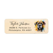 Étiquette d'adresse de retour de chien Boxer (Devant)