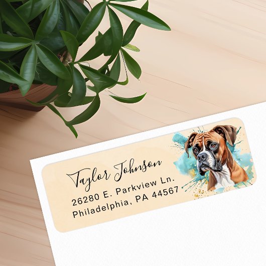 Étiquette d'adresse de retour de chien Boxer