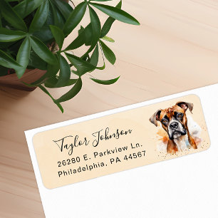 Étiquette d'adresse de retour de chien Boxer