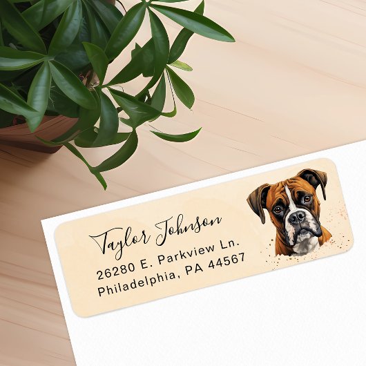 Étiquette d'adresse de retour de chien Boxer