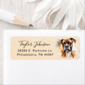 Étiquette d'adresse de retour de chien Boxer (En situation)