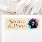 Étiquette d'adresse de retour de chien caniche (En situation)