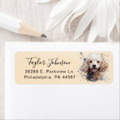 Étiquette d'adresse de retour de chien caniche (En situation)