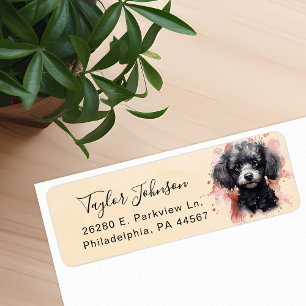 Étiquette d'adresse de retour de chien caniche