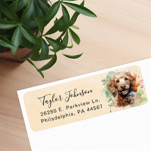 Étiquette d'adresse de retour de chien caniche