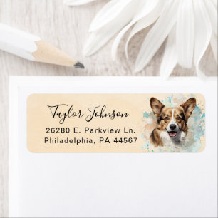 Étiquette d'adresse de retour de chien Cardigan We