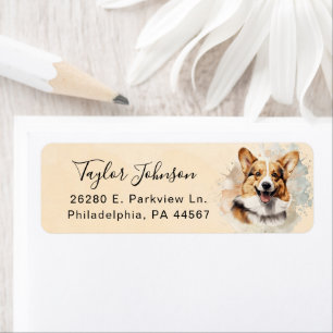 Étiquette d'adresse de retour de chien Cardigan We