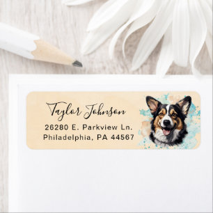 Étiquette d'adresse de retour de chien Cardigan We