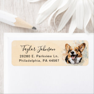 Étiquette d'adresse de retour de chien Cardigan We