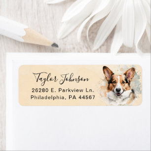 Étiquette d'adresse de retour de chien Cardigan We