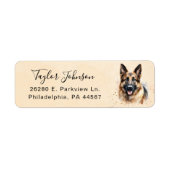 Étiquette d'adresse de retour de chien de berger a (Devant)
