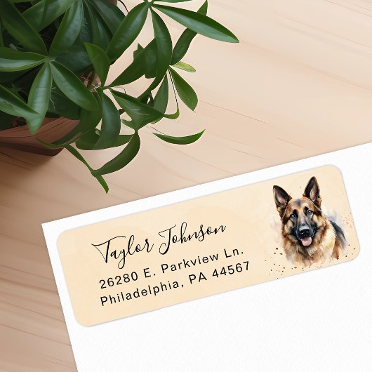 Étiquette d'adresse de retour de chien de berger a