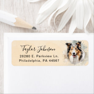 Étiquette d'adresse de retour de chien de berger d