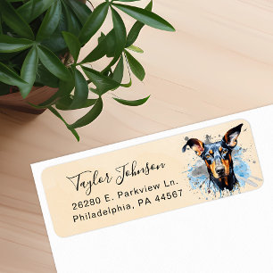 Étiquette d'adresse de retour de chien Doberman Pi