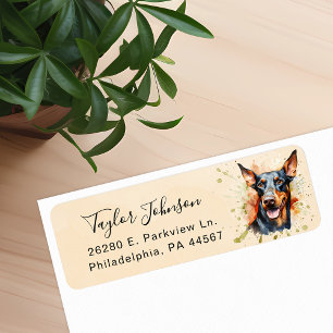 Étiquette d'adresse de retour de chien Doberman Pi