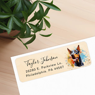 Étiquette d'adresse de retour de chien Doberman Pi