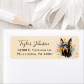 Étiquette d'adresse de retour de chien Doberman Pi (En situation)