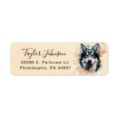 Étiquette d'adresse de retour de chien Husky (Devant)