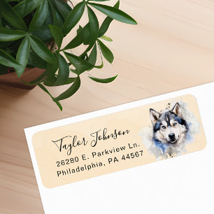 Étiquette d'adresse de retour de chien Husky