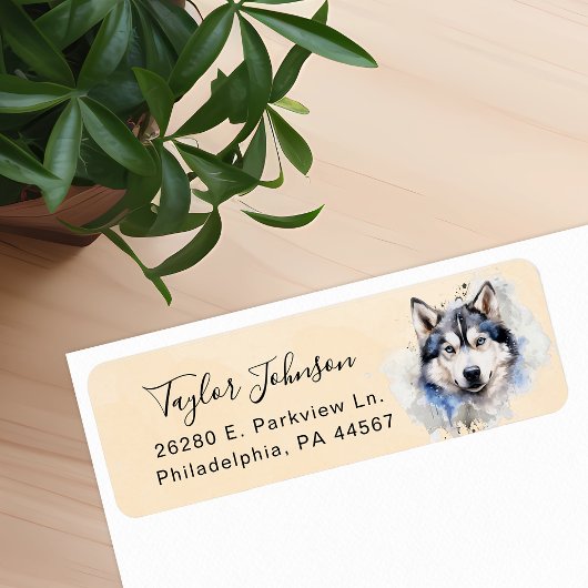 Étiquette d'adresse de retour de chien Husky