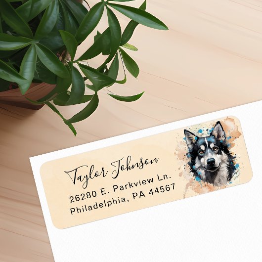 Étiquette d'adresse de retour de chien Husky